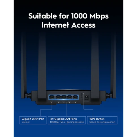 Маршрутизатор/ BE3600 Gigabit Dual Band Wi-Fi 7 Mesh Router, Chipset Broadcom, 802.11be/ax/ac/a/b/g/n, 2882Mbps at 5GHz + 688Mbps at 2.4GHz, 5 x 10/100/1000Mbps Ports, 4 x 5dBi fixed antennas, WiFi router/AP/ Repeater/WISP Mode, PPTP/L2TP/OpenVPN/WireGuar фото 9