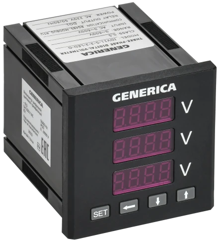 Вольтметр цифр. щит. 3-ф. DO RS-485 72х72 LED GENERICA фото 1