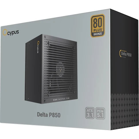 Блок питания ПК/ Power Supply Ocypus Delta P850, Model P850-BD, 850W 80+ Bronze (ATX, 3.1, Non modular, 1x24(20+4)pin, 2xCPU 8(4+4)pin, 3xPCIe*2 8(6+2)pin, 1x12V-2x6, 8xSATA3 , Active, 120x120mm, 150x140x86mm, APFC, black) фото 7