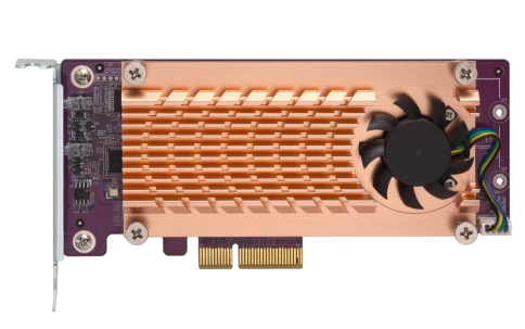 Плата расширения/ QNAP QM2-2S-220A Dual M.2 22110/2280 SATA SSD expansion card (PCIe Gen2 x2), Low-profile bracket pre-loaded, Low-profile flat and Full-height are bundled (shorter version to support TVS-x82/TS-x77 PCIe slot 2 & slot 3) фото 3