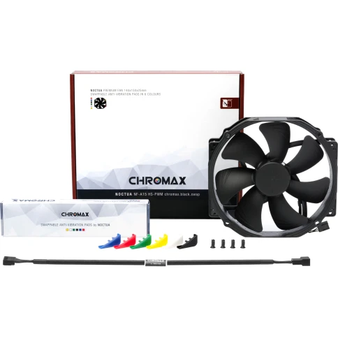 Кулер для корпуса/ Case Cooler Noctua NF-A15 HS-PWM chromax.black.swap (140x150x25mm, 4-pin PWM, 82.5CFM, 24.6dBA, 1500RPM, Black) фото 3