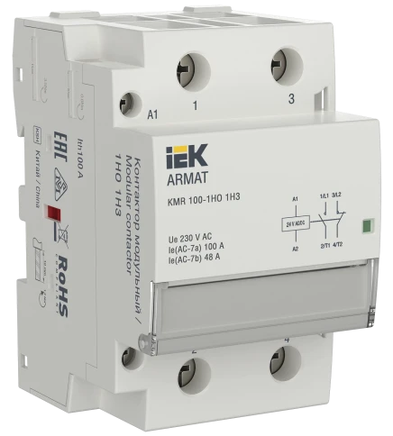 ARMAT Контактор модульный KMR 100А 24В AC/DC 1НО 1НЗ IEK фото 1