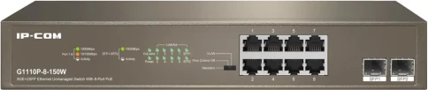 Неуправляемый PoE коммутатор с 8 Гигабитными портами PoE и 2 SFP портами. фото 1