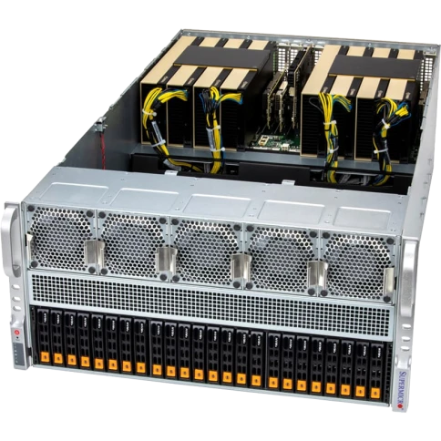 Серверная платформа/ Supermicro GPU SuperServer SYS-522GA-NRT (X14DBG-AP, CSE-528G2TS-R9K60P) 5U, 2x LGA-7529, 24x DDR5 ECC RDIMM, 24x 2.5" HS NVMe, 2x M.2 NVMe, 13x PCIe 5.0 x16 FHFL slots, 2x RJ45 10GbE X710-AT2, 6x 2700W фото 1