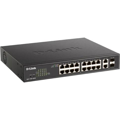 Коммутатор/ EasySmart L2 Switch 16х1000Base-T PoE, 2xCombo 1000Base-T/SFP, PoE Budget 130W фото 2
