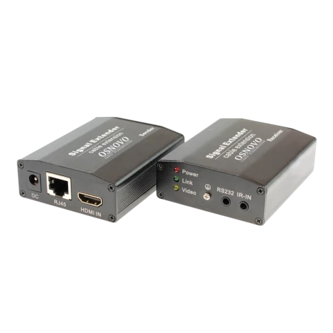 Приёмник/ OSNOVO Комплект для передачи HDMI, ИК управления и питания по кабелю витой пары (HDBaseT). Расстояние передачи до 40м (4K2K(30Гц)), до 70м (1080p). Поддержка технологии Power over HDBaseT(PoH). Поддержка HDMI 1.4 и HDCP 1.2. Передатчик:Вх.-HDMI( фото 1
