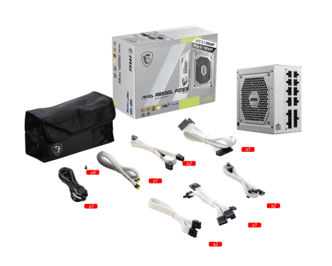 Блок питания ПК/ Power Supply MSI MAG A850GL PCIE5 WHITE, 850W 80+ Gold (ATX, 3.1, PCIe 5.1, Full modular, 1x24(20+4)pin, 2xCPU 8(4+4)pin, 4xPCIe*2 8(6+2)pin, 1x12VHPWR, 8xSATA3, 4xMOLEX4pin, Active, 120x120mm, 140x150x86mm, APFC, white) фото 5