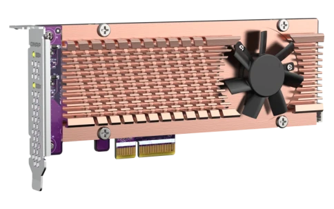Плата расширения/ QNAP QM2-2P-244A 2 x M.2 22110 or 2280 PCIe (Gen2 x 4) NVMe SSD slots  expansion card, Low-profile bracket pre-loaded, Low-profile flat and Full-height are bundled (shorter version to support TVS-x82/TS-x77 PCIe slot 2 & slot 3) фото 3