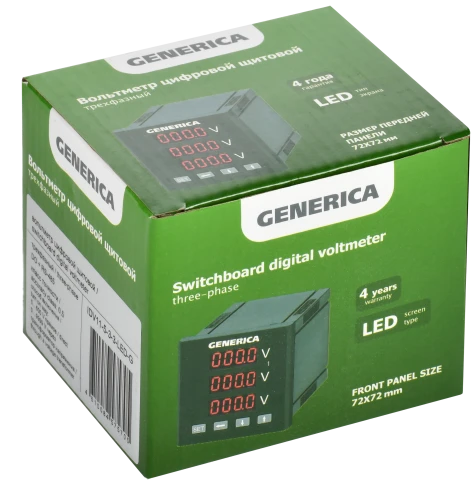 Вольтметр цифр. щит. 3-ф. DO RS-485 72х72 LED GENERICA фото 2