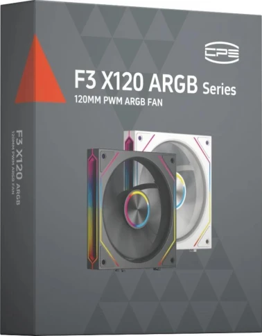 Кулер для корпуса/ Case Cooler PCCooler F3 X120R ARGB WH Reverse (120x120x25mm, 4-pin PWM, ARGB, 54CFM, 28.4dBA, 1800RPM, White) фото 5