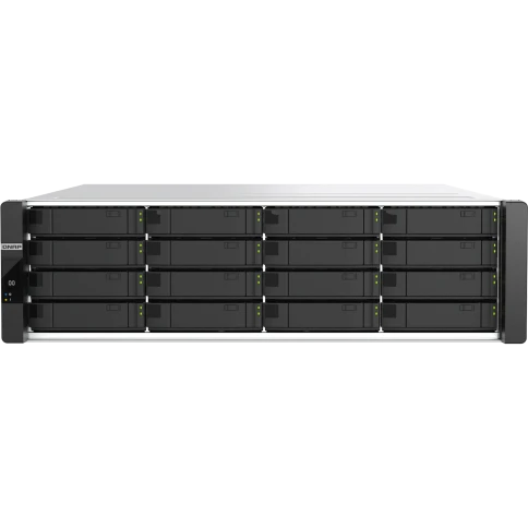 Сетевое хранилище без дисков/ Enterprise QNAP ES1686dc-R2-2123IT-64G Network RAID drive, two controllers, 16 3.5"/2.5" SAS 12 Gbps bays, rack-mounted, 2 power supplies, 2 x Intel Xeon D-2123IT, 2.2 GHz (3.0 GHz), 64 GB DDR4. фото 1
