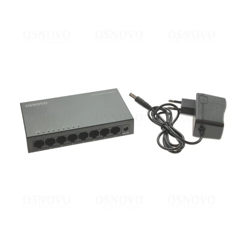 Коммутатор неуправляемый/ OSNOVO Неуправляемый коммутатор Fast Ethernet на 8 портов. Порты: 8 x FE (10/100Base-TX). Auto MDI/MDIX Встроенная грозозащита 2кВ. В комплекте БП DC12V(1A). Размеры (ШхВхГ): 138 x 25 x 78мм. Рабочая температура: 0...+40 гр. С. фото 3