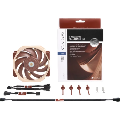 Кулер для корпуса/ Case Cooler Noctua NF-A12x25r PWM (120x120x25mm, 4-pin PWM, 60.1CFM, 22.6dBA, 2000RPM, Beige/Brown) фото 5