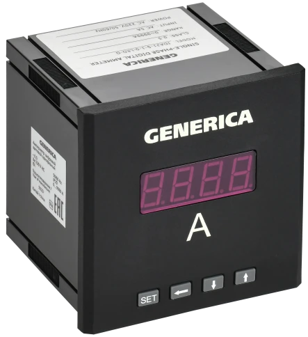 Амперметр цифр. щит. 1-ф. 96х96 LED GENERICA фото 2