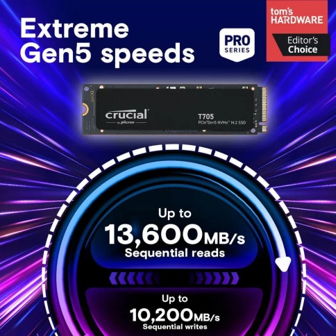 Твердотельный накопитель Crucial T705 1TB PCIe Gen5 NVMe M.2 SSD CT1000T705SSD3 фото 4