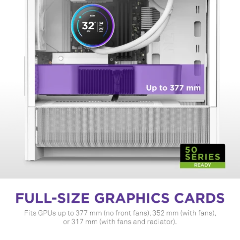 Корпус без блока питания/ Case NZXT H3 Flow (2025), Midi-Tower, TG, 1x120mm, 1xUSB-A 3.2 + 1xUSB-C 3.2, mATX, mITX White фото 4
