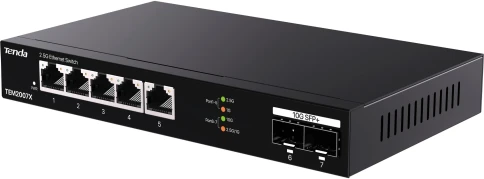 Коммутатор/ Tenda TEM2007X Коммутатор неуправляемый, 7 портов, RJ-45 5х2,5 Гбит/с, SFP+ 2х10 Гбит/с, настольный, металлический корпус фото 3