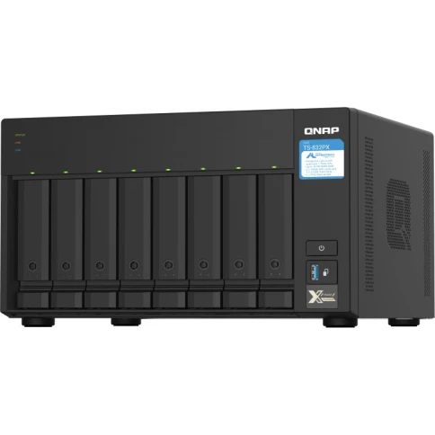 Сетевое хранилище без дисков/ SMB QNAP TS-832PX-4G 8-Bay NAS, AL324 64-bit quad-core 1.7GHz, 4GB DDR4 SODIMM RAM (up to 1x16 GB), 8 x 3.5"/ 2.5" drive slots, 2 x 10GbE SFP+ LAN, 2 x 2.5 GbE LAN, 3 x USB 3.2, PCIe slot  Gen.2 x 2, 3xUSB 3.2 фото 3