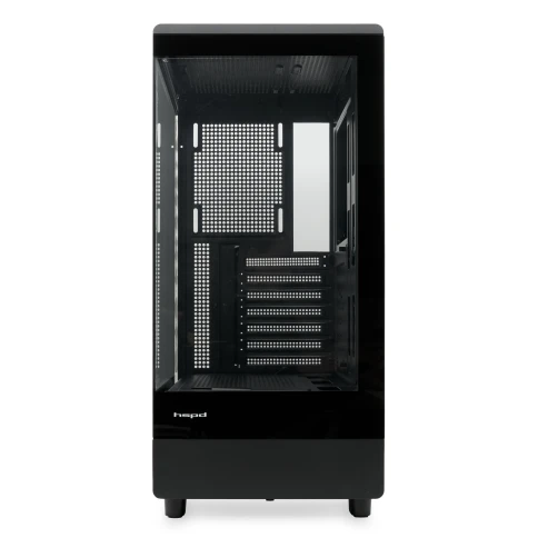 Корпус без блока питания/ Case HSPD F510, Panoramic Mid Tower, Black, TG, 0.5 SPCC, no fans ATX, mATX, mITX 180/280/160mm 1x2.5", 1x3.5", 7xPCI 1xUSB-A 3.0, 1xUSB-A 1.0 356x218x467mm фото 2