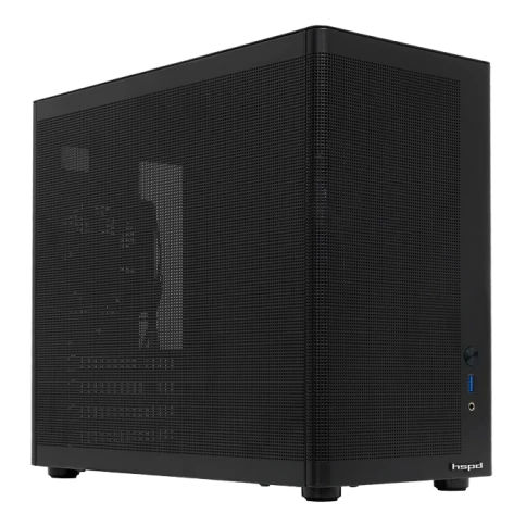 Корпус без блока питания/ Case HSPD M210, Mesh Mid Tower, Black, 0.7 SPCC, 1x90mm mATX, mITX 140/280/150mm 1x2.5", 1x3.5", 4xPCI 1xUSB-A 3.0 302x168x350mm фото 1