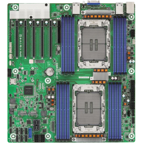 Материнская плата/ ASRock GNR2D16-2T, EEB like, 2x LGA 4710 Intel Xeon 6700P-series/ 6500P-series/ 6700E-series, 16x DDR5 RDIMM, MRDIMM, 5x PCIe5.0 / CXL2.0 x16, 1x PCIe5.0 / CXL2.0 x8, 1x MCIO (PCIe5.0 / CXL2.0 x8), 2x M.2 (PCIe5.0 x2), up to 8 SATA 6Gb/ фото 1