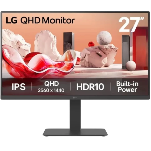 Монитор LG 27BA45QB-B 27"/ LG 27BA45QB-B 27'', 2560x1440, IPS, 178x178, 350nit, 75Hz, 5ms, 2HDMI/DP, noUSB-A, LTSP, IntPWR, 100x100VESA, Черный, 1y фото 1