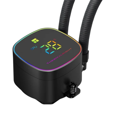Система жидкостного охлаждения/ Water Cooling System Thermalright Frozen Horizon 360 Digital (360mm, LED temp., Black, ARGB/ Fans: 3x120mm, 68.9CFM, 28.2dBA, 2000RPM/ Pump height 53.2mm, Rad thickness 27mm/ S: 1700, 1200, 1851, 115X, AM5, AM4) фото 6
