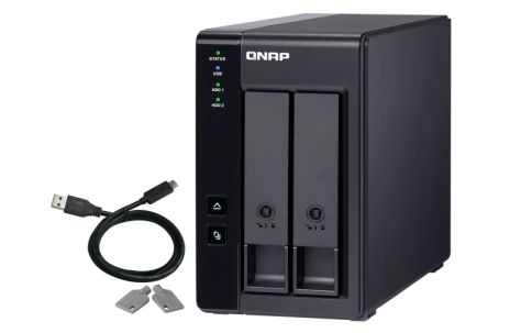 Полка расширения сетевого хранилища без дисков/ channel QNAP DAS TR-002 2-Bay 2.5/3.5 SATA  Type-C USB 3.1 Gen 1 (5 Gb/s ) Direct Attached Storage with Hardware RAID фото 2
