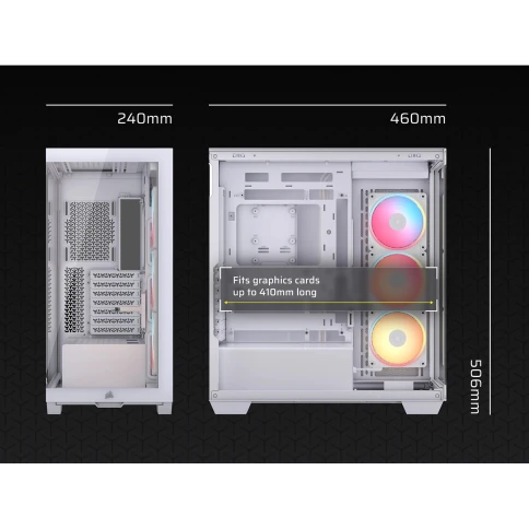 Корпус без блока питания/ Case Corsair 3500X LX-R RGB iCUE LINK, Midi-Tower, TG, 3x120mm ARGB, 2xUSB-A 3.2, 1xUSB 3.2 Type-C, E-ATX, ATX, mATX, mITX White фото 8