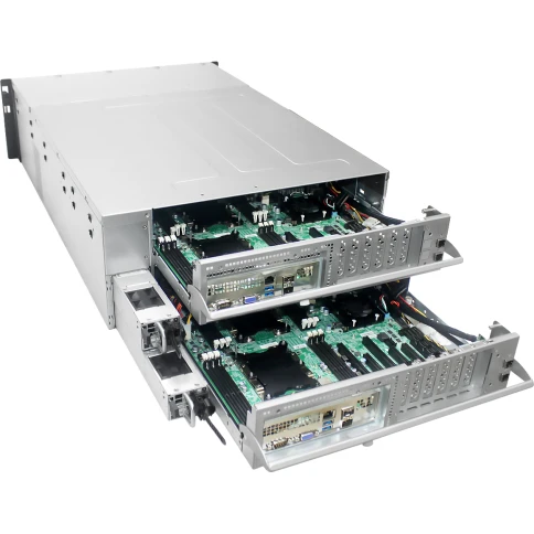 Серверная платформа/ HA401-VG, 4U, 2x2LGA-3647, 24-bay storage server, 24x SATA/SAS hot-swap 3.5"/2.5" universal bay, 2x canister, 4x 9mm 2.5" internal bay, 12G expander board with 2x SFF-8643, 2x SFF-8644, 1300W 1+1 redundant power supply, фото 2