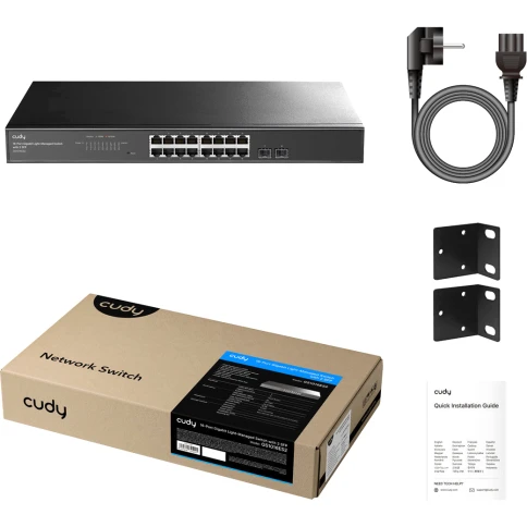 Коммутатор/ 16-Port Gigabit Light Managed Switch, 16 Gigabit RJ45 Ports, 2 Gigabit SFP ports, VLAN/Extend working mode DIP switch, Local management via Web GUI, support STP/RSTP, 802.1ab LLDP, Loop Detection, QoS, VLAN, SNMP, IGMP Snooping, DHCP Snooping, фото 3