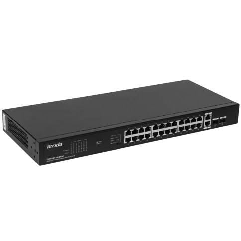 Коммутатор/ Tenda TEG1128P-24-250W Коммутатор неуправляемый PoE, 26x1 Гбит/с, PoE 24х30 Вт (до 230Вт), SFP 2х1 Гбит/с, установка в стойку фото 1