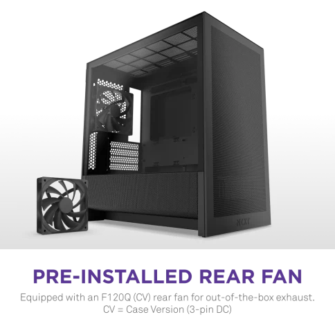 Корпус без блока питания/ Case NZXT H3 Flow (2025), Midi-Tower, TG, 1x120mm, 1xUSB-A 3.2 + 1xUSB-C 3.2, mATX, mITX Black фото 9