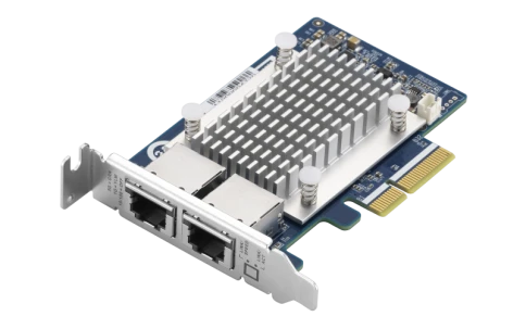 Сетевая карта/ QNAP QXG-5G2T-111C PCIe Gen3 x2, Dual-port 4-speed 5 GbE network expansion card (5Gbps/ 2.5Gbps/ 1Gbps/ 100Mbps)  Low-profile bracket pre-installed; full-height and specialized brackets are bundled фото 1