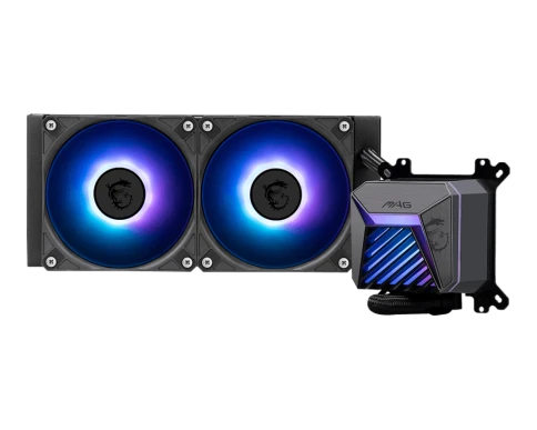 Система жидкостного охлаждения/ Water Cooling System MSI MAG CORELIQUID A15 240 (240W, 240mm, Black, ARGB/ Fans: 2x120mm, 64.89CFM, 28.7dBA, 2050RPM/ Pump 20dBA, 3400RPM, Rad thickness 27mm/ S: 1851, 1700, AM5, AM4) фото 1