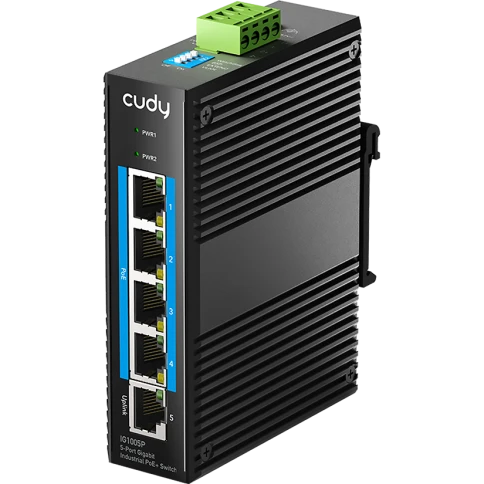 Промышленный коммутатор/ 5-Port Aluminum Industrial PoE+ Switch, 1000Mbps 5-Port RJ45, 802.3at/af, Din-rail design, Power supply:DC 9.6~57V work temperature:-40 °C-75°C, Power Adapter Not Included фото 1