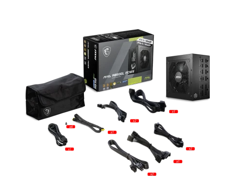 Блок питания ПК/ Power Supply MSI MAG A850GL PCIE5, 850W 80+ Gold (ATX, 3.0, PCIe 5.0, Full modular, 1x24(20+4)pin, 2xCPU 8(4+4)pin, 4xPCIe*2 8(6+2)pin, 1x12VHPWR, 8xSATA3, 4xMOLEX4pin, Active, 120x120mm, 150x140x86mm, APFC, black) фото 5