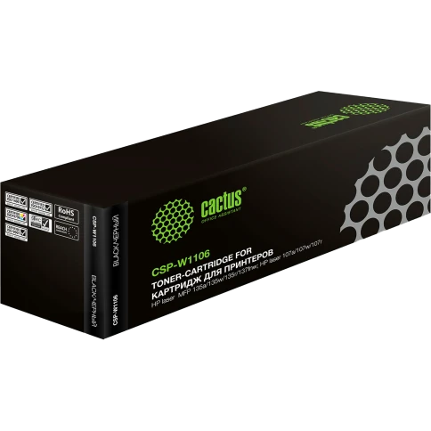 -/ Картридж лазерный Cactus CSP-W1106 черный (1000стр.) для HP Laser 107a/107r/107w/135a MFP/135r MFP/1 фото 1