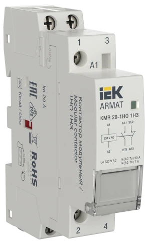 ARMAT Контактор модульный KMR 20А 230В AC 1НО 1НЗ IEK фото 1