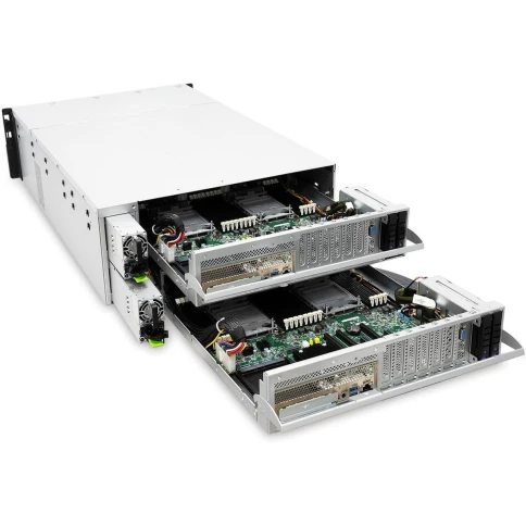 Серверная платформа/ HA401-TU, 4U 24-bay high availability storage server, 24x 12G SATA/SAS hot-swap 3.5/2.5" bay, 2x canister, 1600W 1+1 Platinum redundant power supply, 8x 6038 fan, 36" slide rail, w/o bezel фото 2