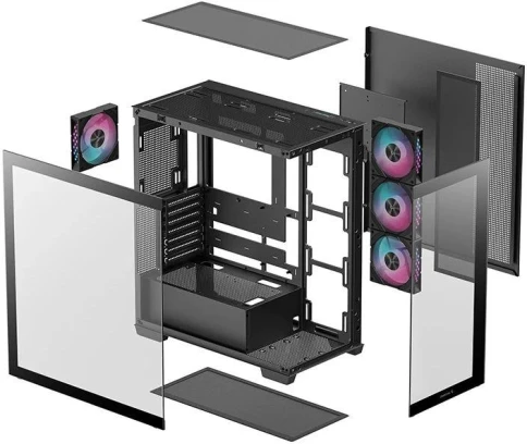 Корпус Deepcool CG580 4F черный без БП ATX 6x120mm 3x140mm 2xUSB3.0 audio bott PSU фото 4