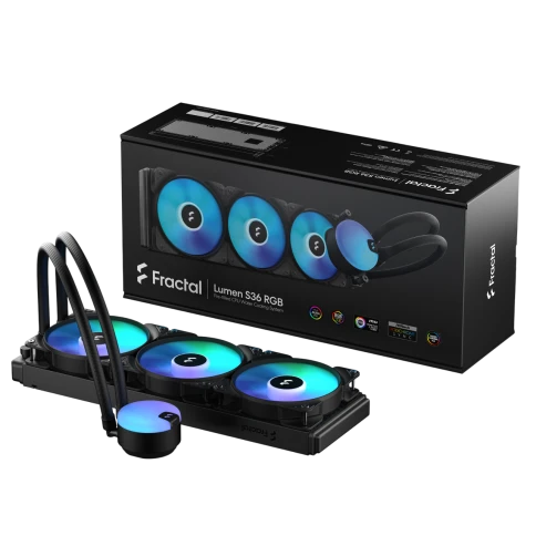 Система жидкостного охлаждения для ПК/ Water Cooling System Fractal Design Lumen S36 V2 RGB (200W, 360mm, Black, ARGB/ Fans: 3x120mm, 56CFM, 33.2dBA, 2000RPM/ Pump height 67mm, 22dBA, 4000RPM, Rad thickness 27mm/ S: 1851, 1700, 1200, 115X, 2011, 2066, AM5 фото 7