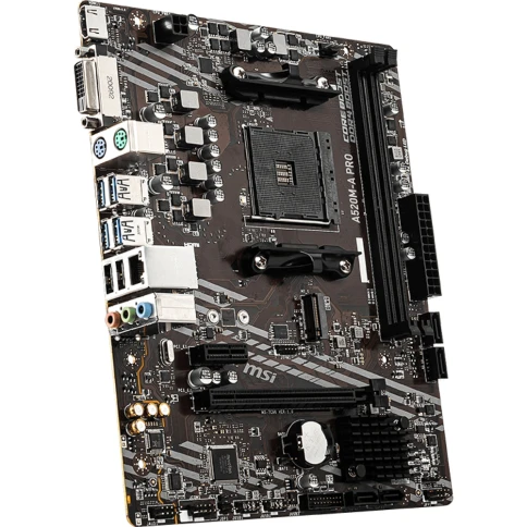 Материнская плата/ MB MSI AMD A520 sAM4, 2xDDR4(64GB), DVI-D/HDMI 2.1, 1xPCIe 3.0x16, 1xPCIe 3.0, 1xLAN, 4xSATA 6Gb/s, 1xM.2, 4xUSB 3.2, 2xUSB 2.0, 1xPS/2, mATX фото 4