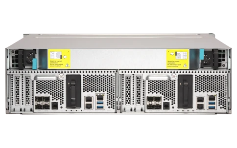 Сетевое хранилище без дисков/ Enterprise QNAP ES1686dc-2142IT-96G NAS, 16-tray SAS w/o HDD, rackmount, 2xPSU, per controller: Xeon D-2142IT 8-core 1.9 GHz processor (burst up to 3.0 GHz), 48 GB RDIMM DDR4 ECC up to 512 GB (8 x 64GB), 4xSFP+, Included rail фото 11
