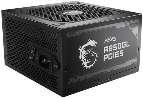 Блок питания ПК/ Power Supply MSI MAG A850GL PCIE5, 850W 80+ Gold (ATX, 3.0, PCIe 5.0, Full modular, 1x24(20+4)pin, 2xCPU 8(4+4)pin, 4xPCIe*2 8(6+2)pin, 1x12VHPWR, 8xSATA3, 4xMOLEX4pin, Active, 120x120mm, 150x140x86mm, APFC, black) фото 1