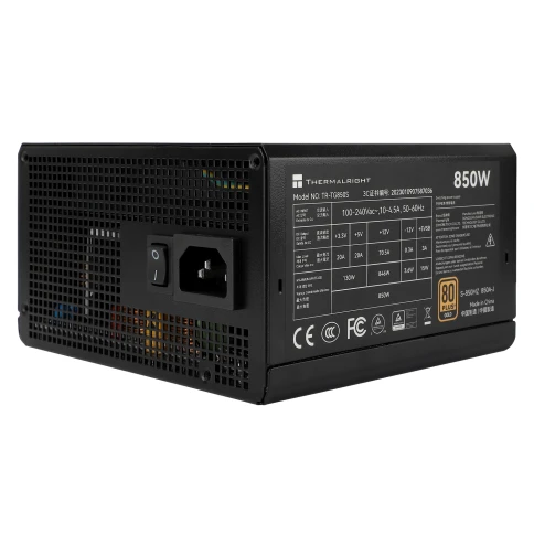 Блок питания ПК/ Power Supply Thermalright, 850W 80+ Gold (ATX, 3.0, PCIe 5.0, Non-modular, 1x24(20+4)pin, 1xCPU 8(4+4)pin, 2xPCIe*2 8(6+2)pin, 5xSATA3, 1x12+4pin (12VHPWR PCIe 5.0 12+4pin 600mm), 3xMOLEX4pin, Active, 120x120mm, 150x140x86mm, APFC, black) фото 1