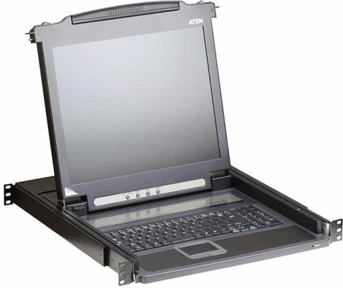 ЖК-монитор 17" с клавиатурой, выдвижной, 1U, RAL 7021/ Console with LCD screen 17" фото 1
