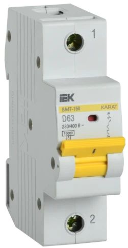 KARAT Авт. выкл. ВА47-150 1P D 63А 15кА IEK фото 2