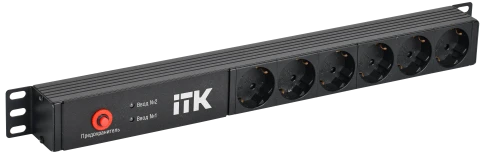 ITK PDU с АВР 6 розеток Schuko 1U без шнура 2 вх. C14 фото 1