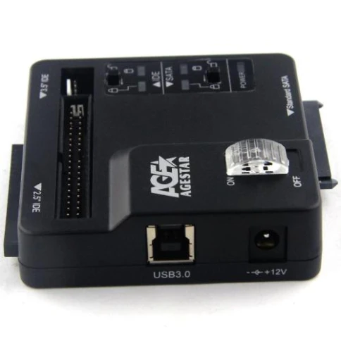 Адаптер-переходник для HDD/SSD AgeStar 3FBCP SATA IDE USB3.0 пластик черный фото 1
